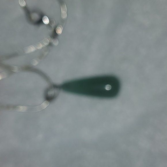 Boho hippie Natural Jade Sterling Silver 16” Necklace - Picture 4 of 4